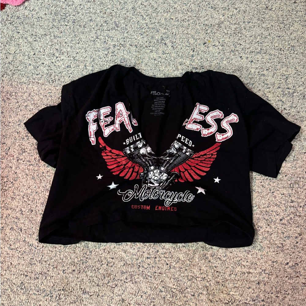 Rue21 black fearless deep V neck size medium